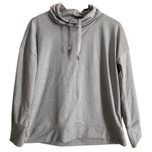 Apana Athletic Activewear Gray Drawstring Cowl Neck Pullover Sweatshirt Sweater
